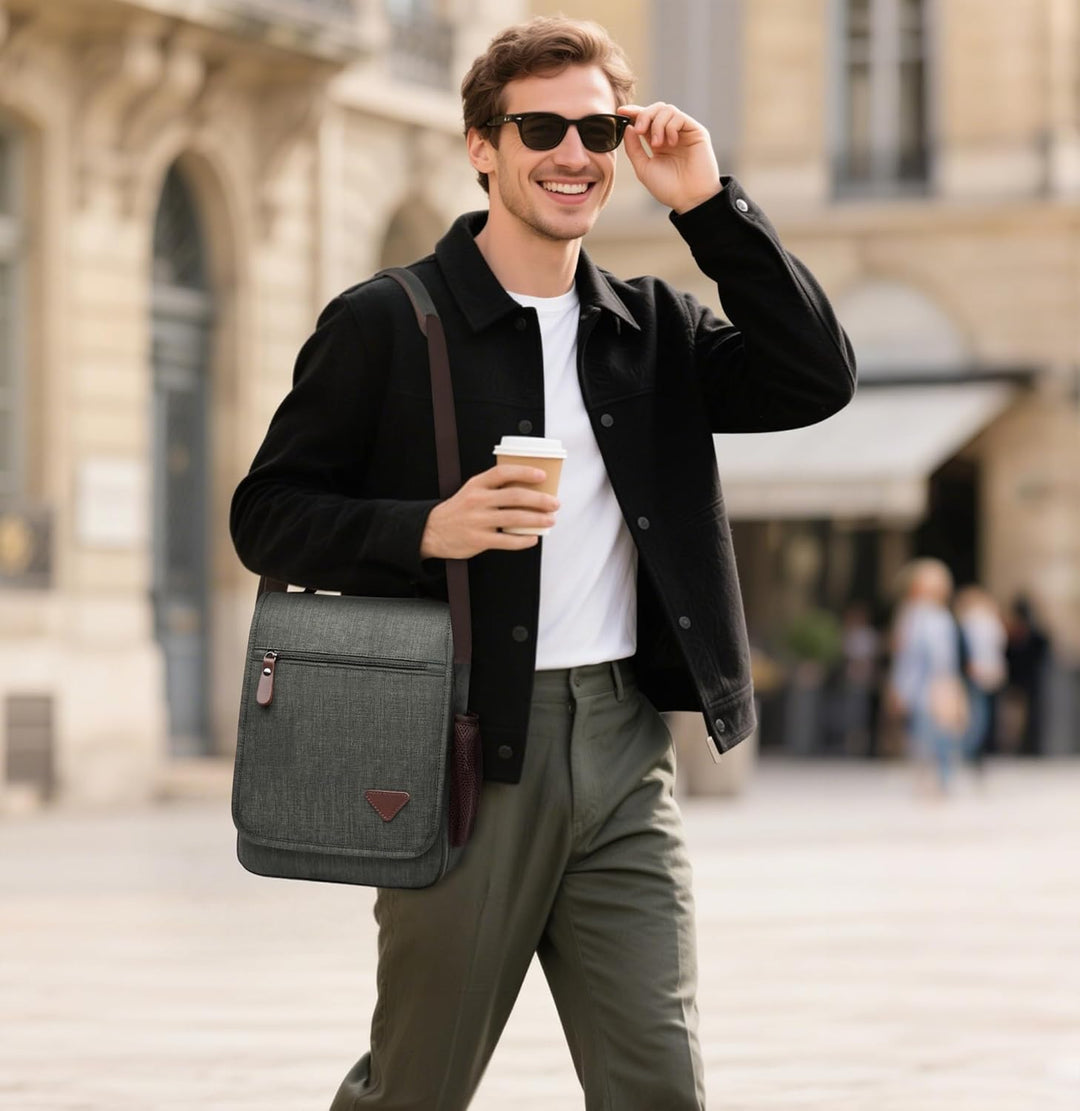 DORRISO Mode Umhängetasche Herren Schultertasche Elegante Schultertaschen für 12.9 Zoll Laptop Kurie