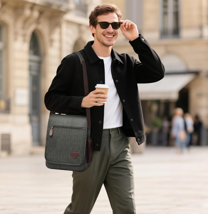 DORRISO Mode Umhängetasche Herren Schultertasche Elegante Schultertaschen für 12.9 Zoll Laptop Kurie