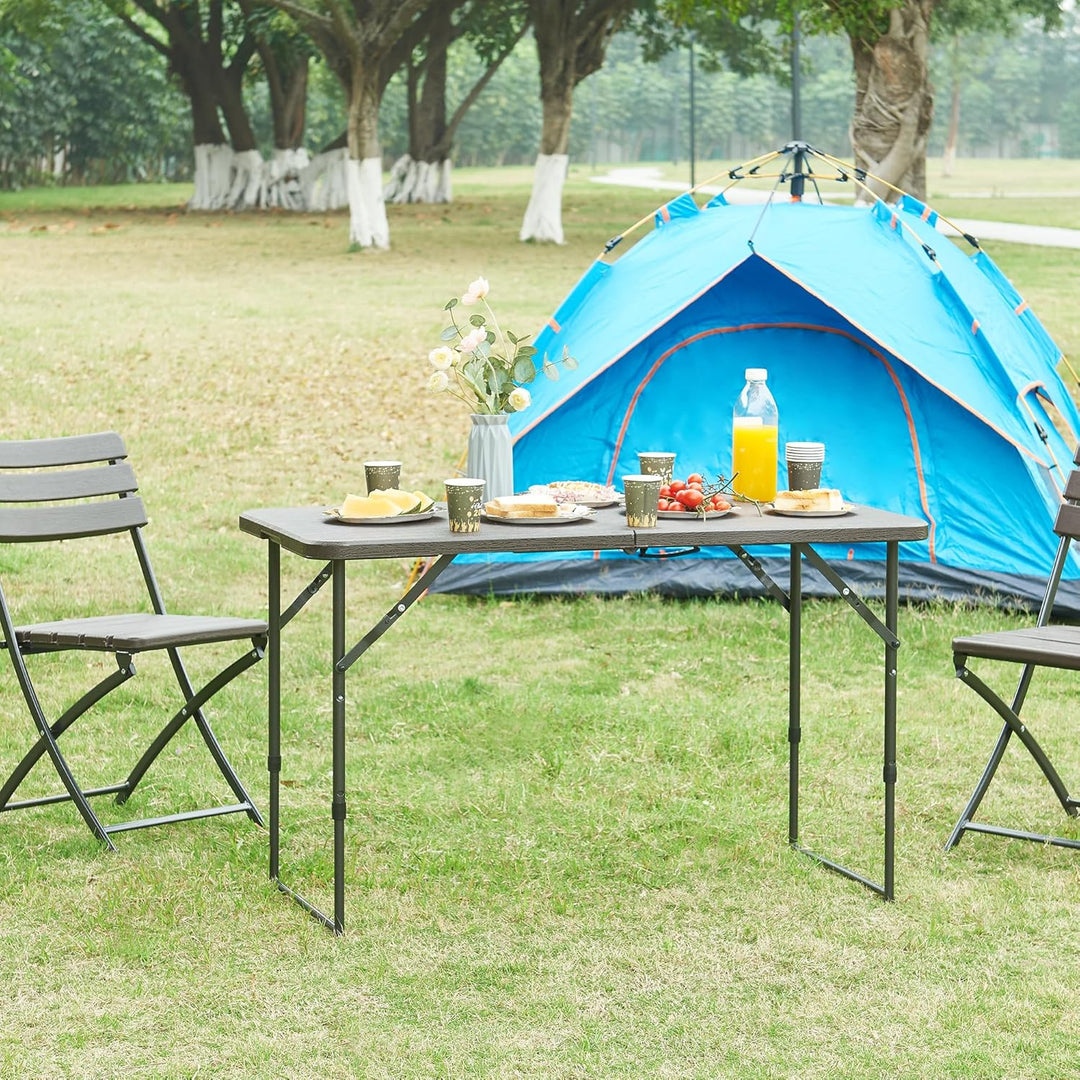 [en.casa] Höhenverstellbarer Klapptisch Adelfia Gartentisch klappbarer Outdoor-Tisch Falttisch aus K