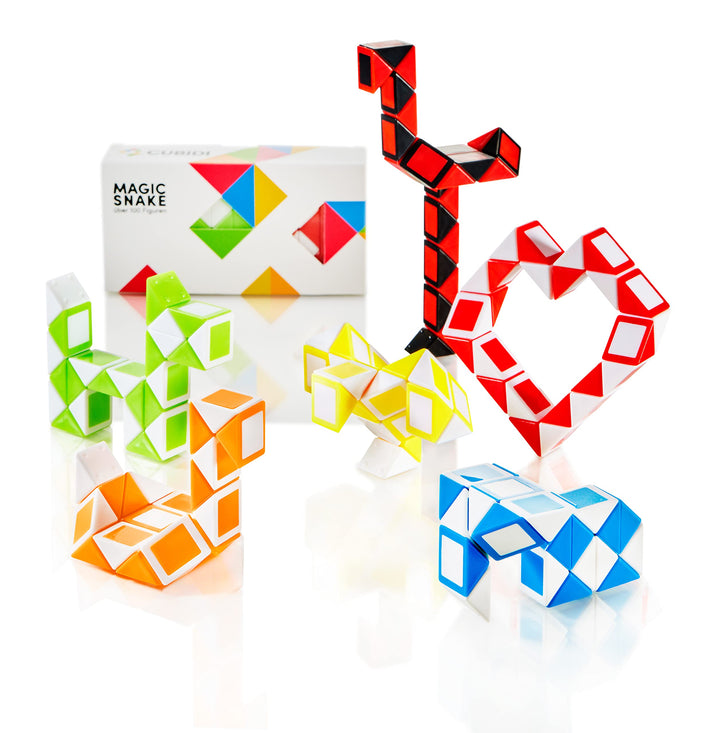 CUBIDI® Original Mini Magic Snakes 6er Set - mit 24 Blöcken pro Snake | Knobelspiele für Kinder ab 6