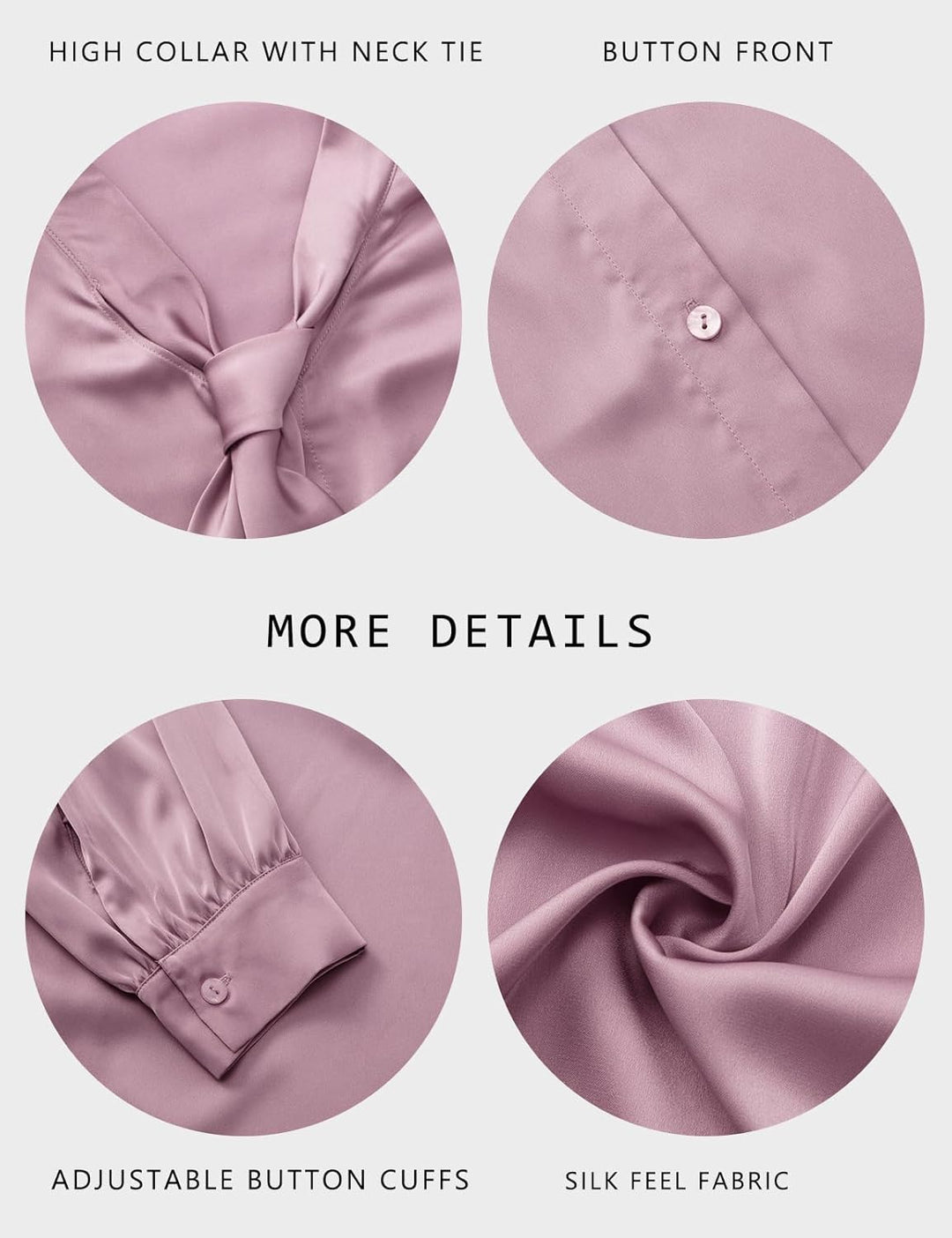 Tapata Bluse Damen Elegant Satin Button Down Hemd mit Schleife Female Hemdblus Langarm Business Lang