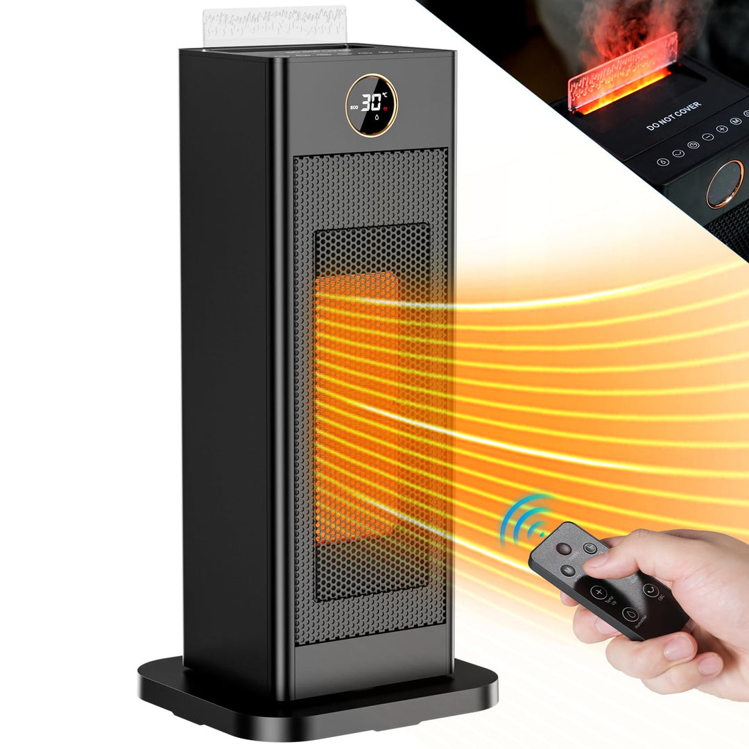 LIFERUN Heizlüfter Energiesparend Klein, Heizung Elektrisch mit Thermostat und Luftbefeuchter, 90° O