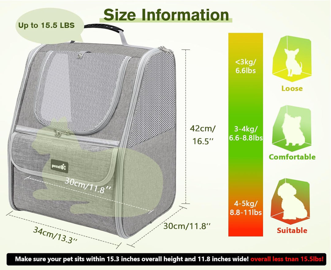 pecute Katzenrucksack Haustier Rucksack mit Netzfenster, Tragbare und Faltbare Katzentasche, Atmungs