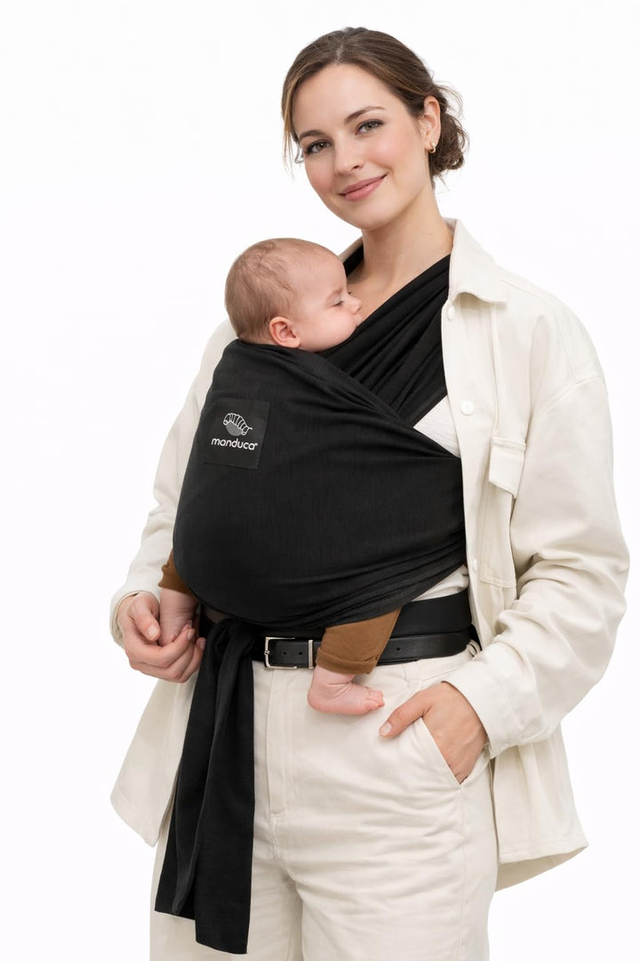 manduca Sling – elastisches Babytragetuch für Neugeborene ab 3,5 kg und Babys bis 15 kg – stabiles T