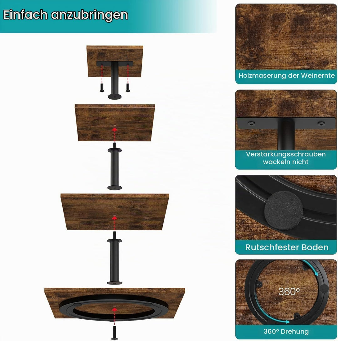 Tortenständer 4 Etagen Tortenplatte 360° Drehbar Kuchen und Cupcake Ständer, Quadratisch Cupcake-Hal