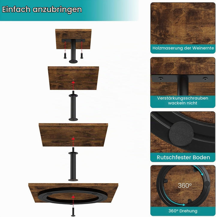 Tortenständer 4 Etagen Tortenplatte 360° Drehbar Kuchen und Cupcake Ständer, Quadratisch Cupcake-Hal