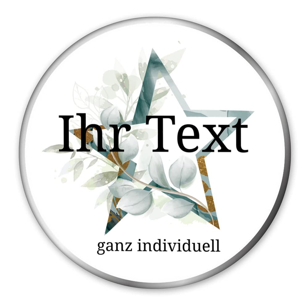 STEMPEL-FABRIK – personalisierbare runde Dose mit Name oder Wunschtext – Aquarell Motiv mit grünem S