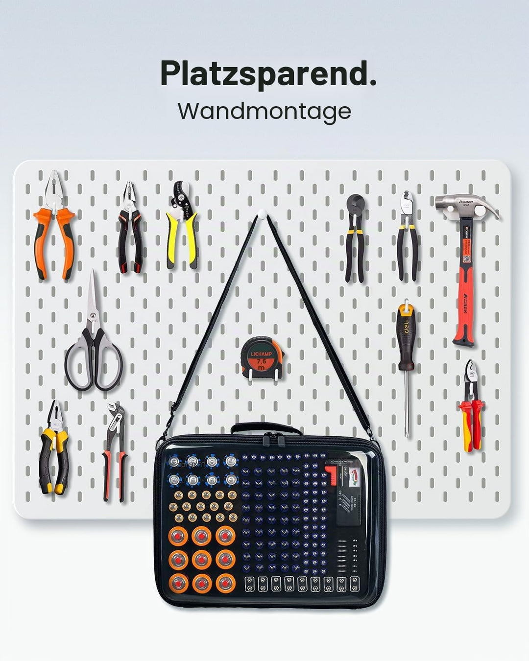 Luxtude Battery Organizer with Tester Schwarz L, Schwarz L