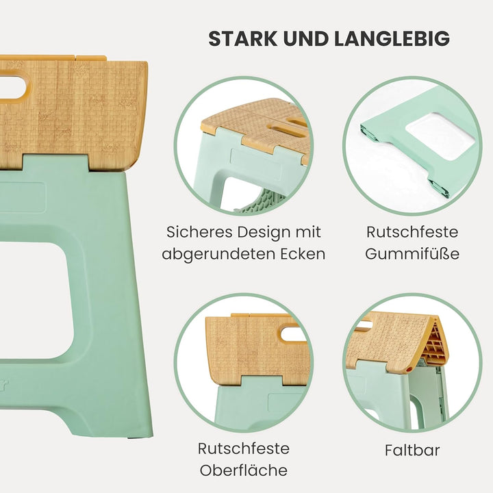 Vigar Kompakte Tritthocker Klappbar für Erwachsene, 27 cm, Klapphocker Faltbar 150 kg rutschfest, Le