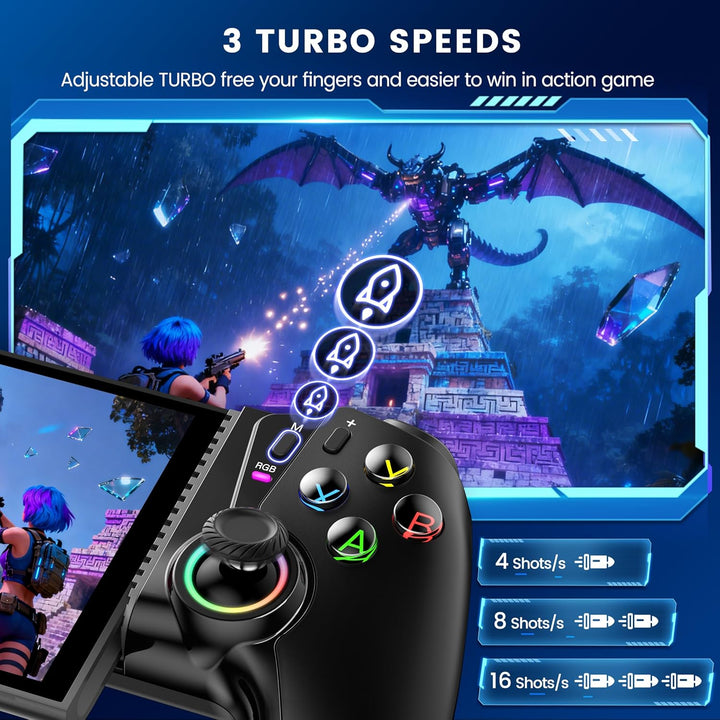 Switch Controller, Bluetooth Handy Controller für Switch 2/Switch/Switch OLED mit Hall-Effekt Joysti