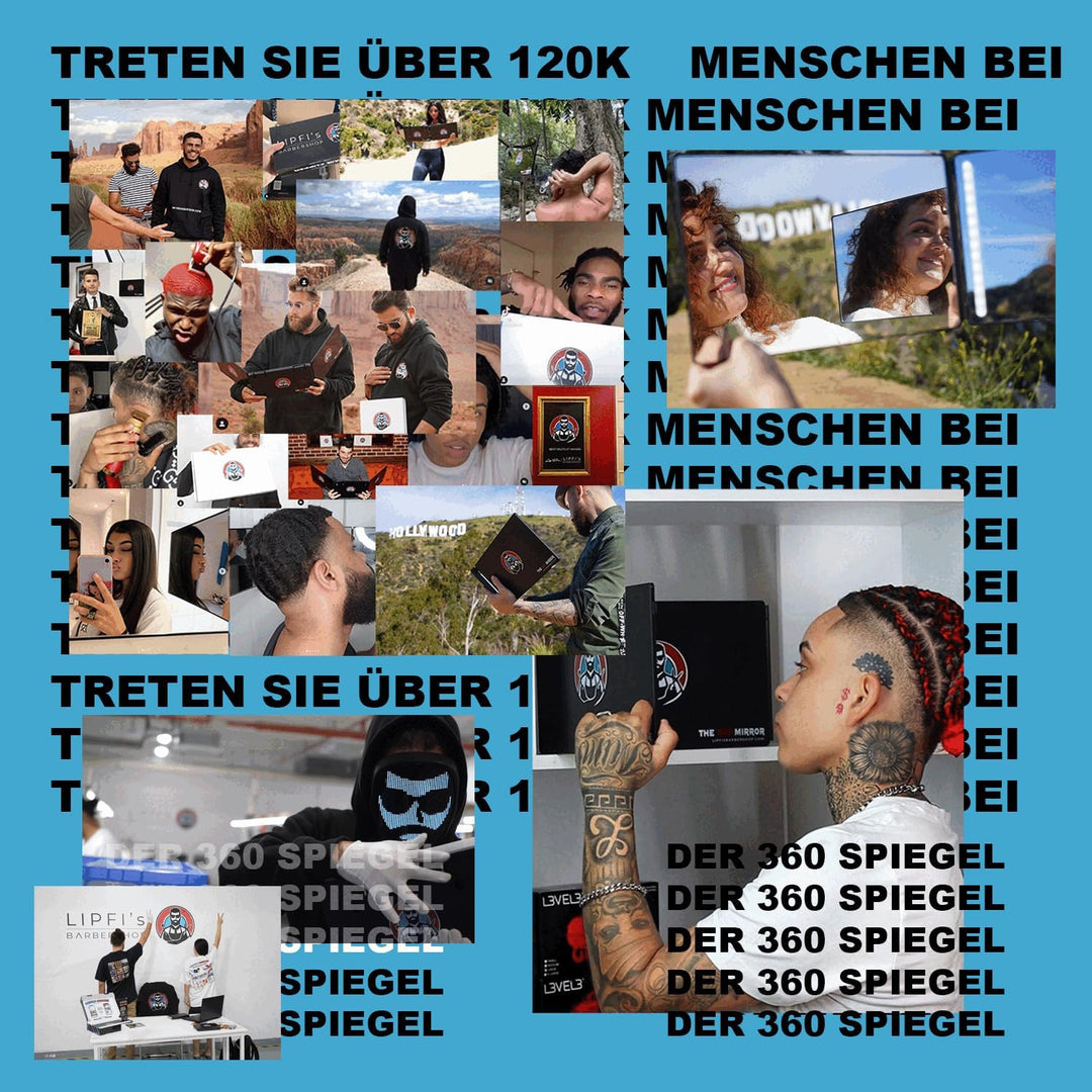 LIPFISBARBERSHOP.COM 360 Grad-Spiegel - Verstellbare Teleskophaken - Selbsthaarschneidespiegel für M