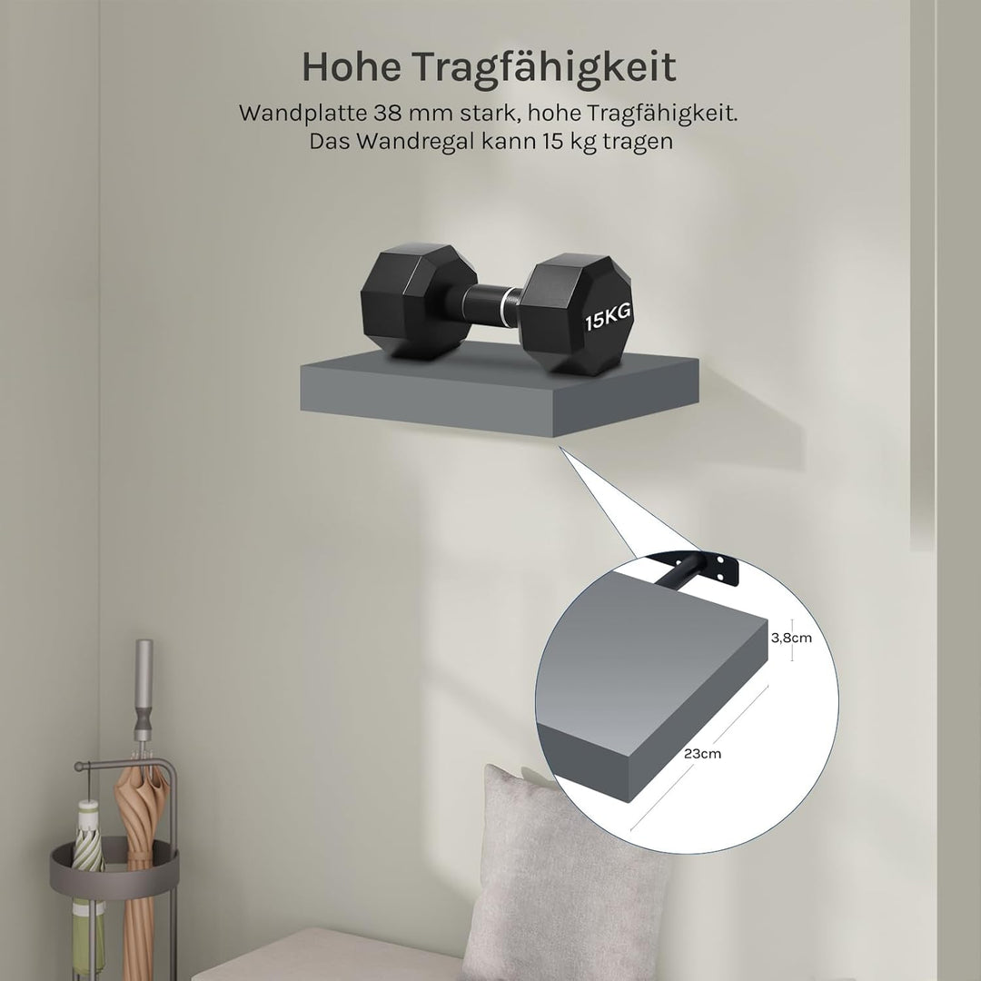 WOLTU Wandregal Regal Wand Schweberegal Regalbrett Wandboard mit Metallhalterung, unsichtbare Montag