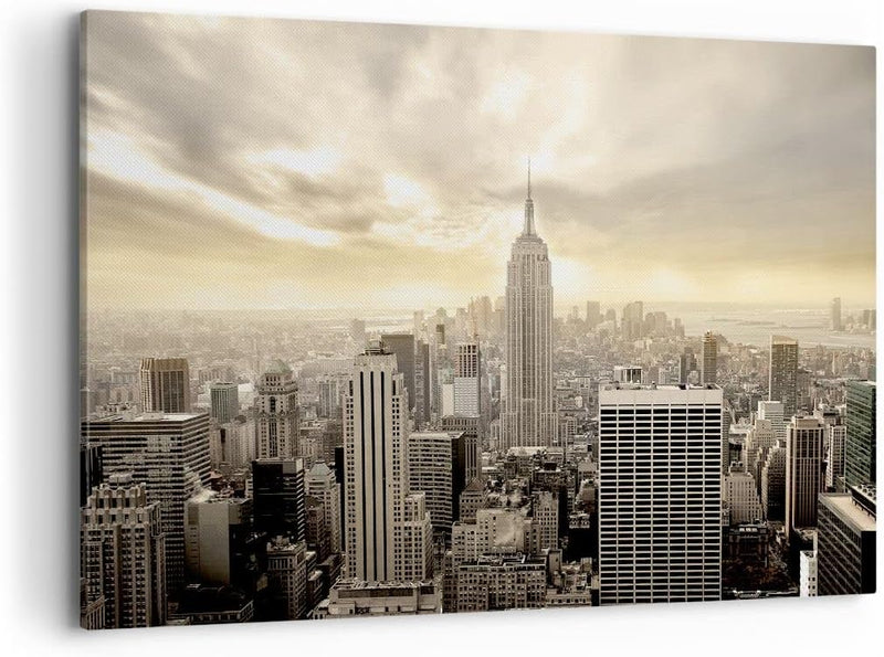 Bilder auf Leinwand 100x70cm Leinwandbild Stadt Wolkenkratzer Manhattan New York Gross Wanddeko Bild