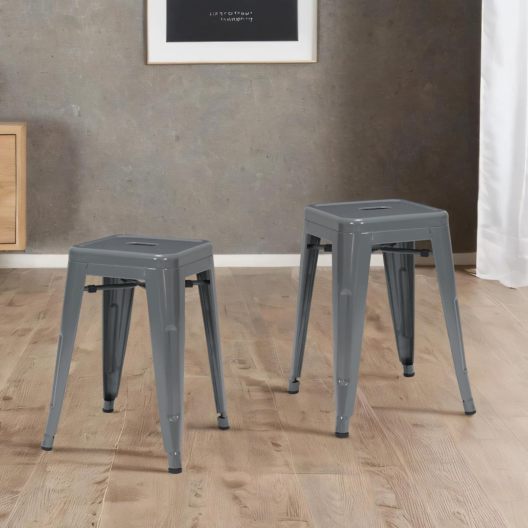 Duhome Metall Hocker niedriger Barhocker, Sitzhöhe 46cm Tresenhocker, Stapelbar Eisen Bistrohocker i