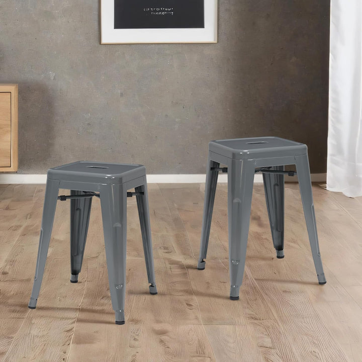 Duhome Metall Hocker niedriger Barhocker, Sitzhöhe 46cm Tresenhocker, Stapelbar Eisen Bistrohocker i