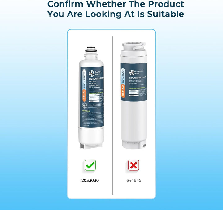 Crystala Filters BORPLFTR50 Ersatz für Bosch Ultra Clarity Pro Wasserfilter, kompatibel mit 12033030