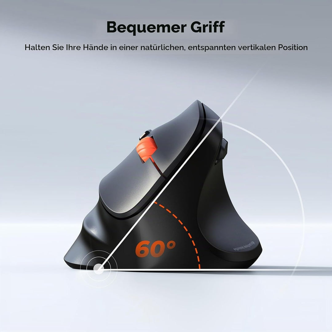 MEETION Neue ergonomische kabellose Maus, vertikale Bluetooth-Maus mit 3 Multi-Geräte-Kopplungen für