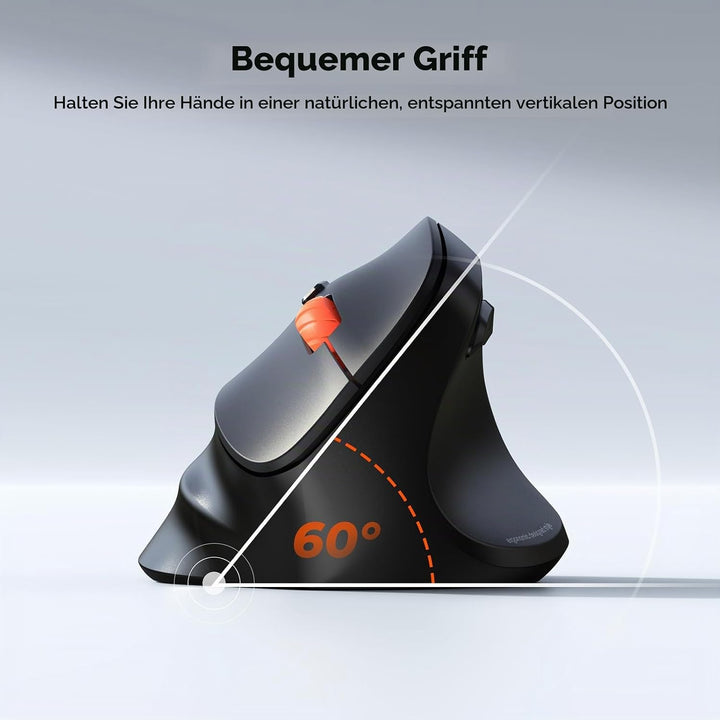 MEETION Neue ergonomische kabellose Maus, vertikale Bluetooth-Maus mit 3 Multi-Geräte-Kopplungen für