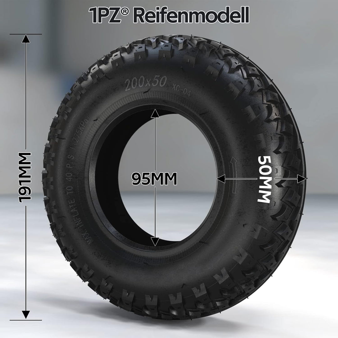 1PZ 2MN-7JW 200x50 Reifen und Schlauch Ersatz für Razor E100 E150 E200 Dune Buggy Schwinn ePunk Elek