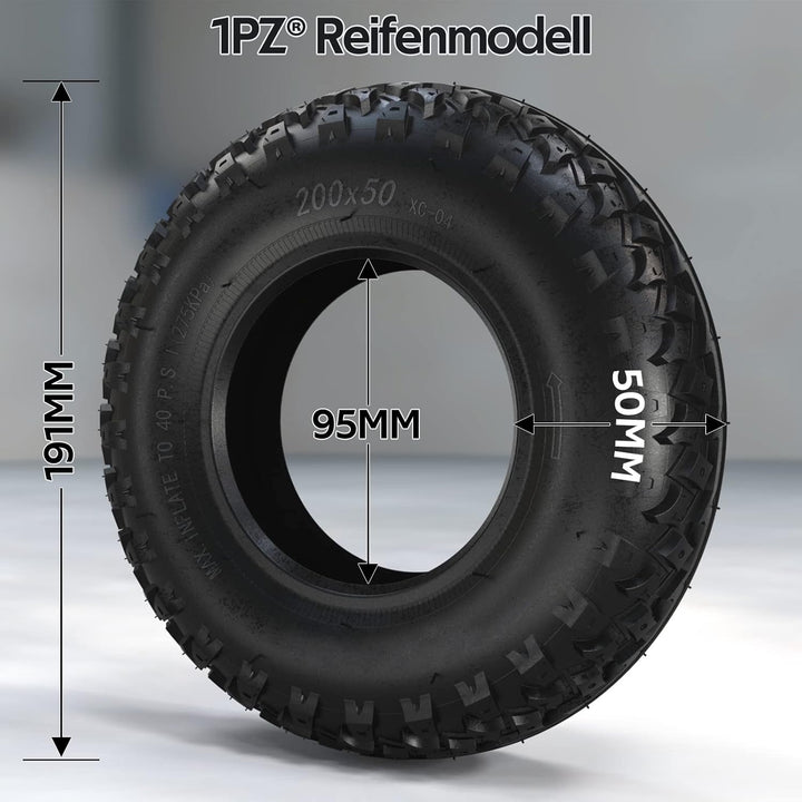 1PZ 2MN-7JW 200x50 Reifen und Schlauch Ersatz für Razor E100 E150 E200 Dune Buggy Schwinn ePunk Elek