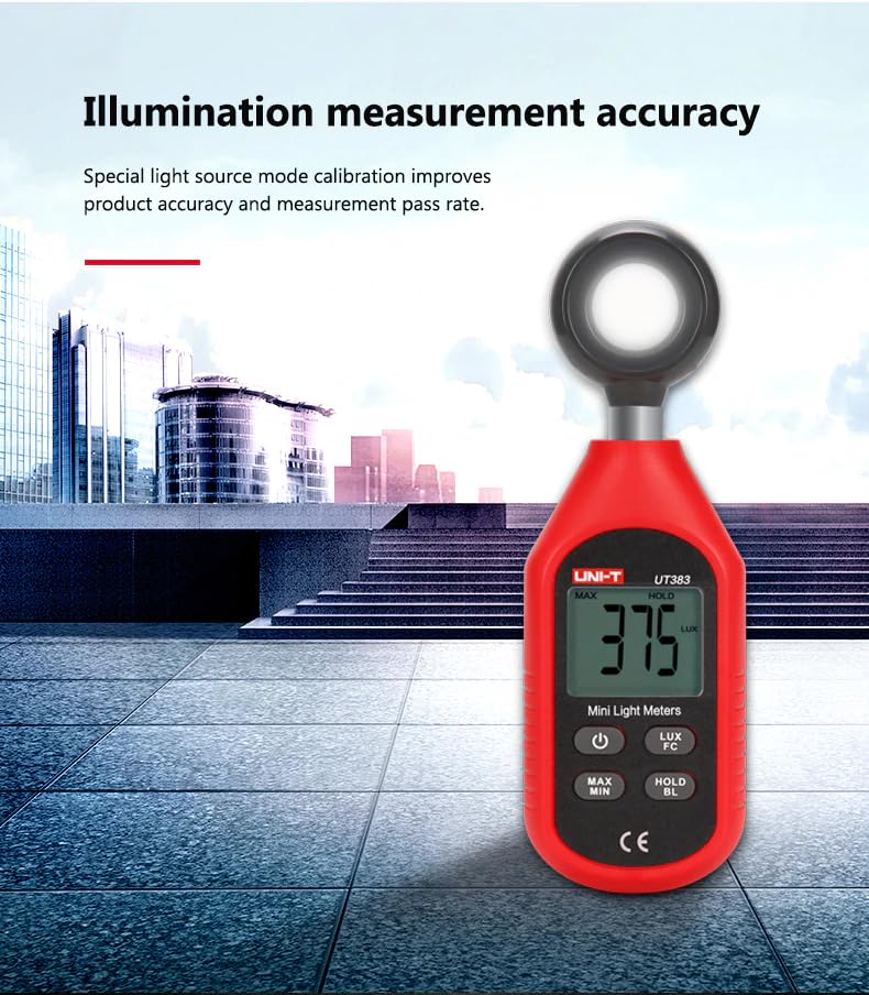 UNI-T Uni-trend UT383BT : Mini Light Meters with Certificates: CE, UKCA 200,000 LUX Digital Luxmeter
