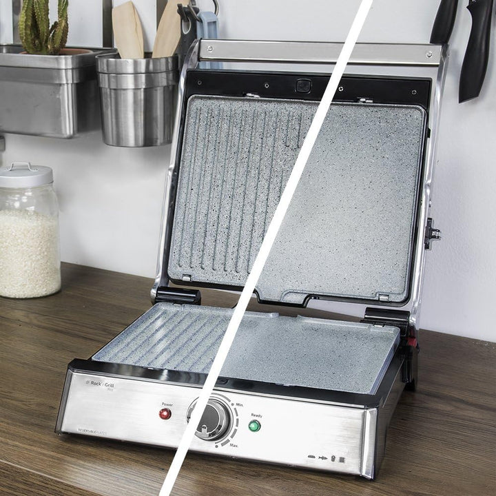 Cecotec Elektrogrill Rock'n Grill Pro - Grillplatte mit Rockstone-Beschichtung, Herausnehmbare und u