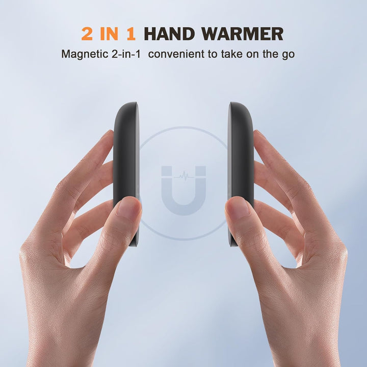 Handwärmer Elektrisch 2er-Set – Magnetisch Teilbar & Schnell Aufheizend, Wiederverwendbarer USB Tasc
