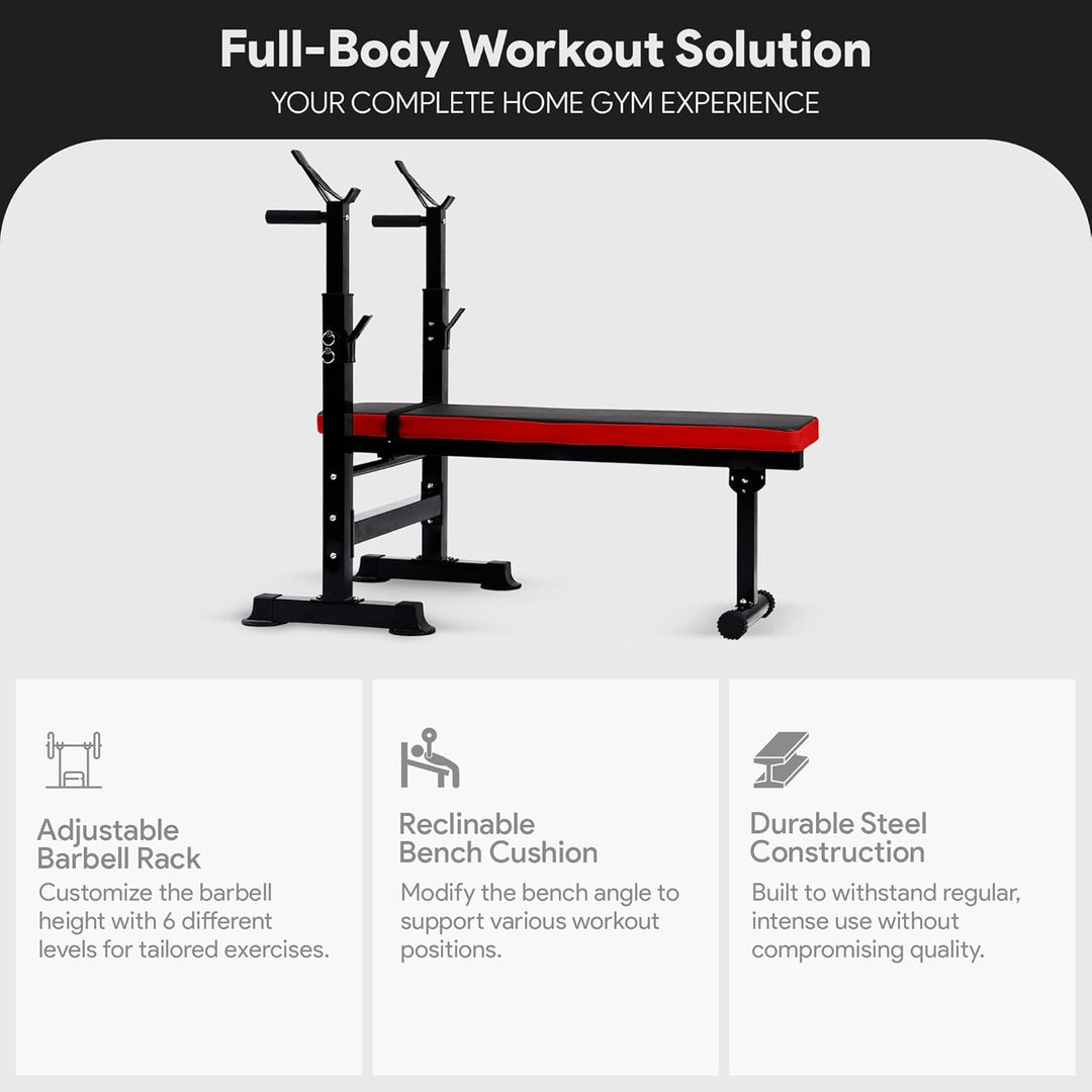 BalanceFrom Multifunktionale Workout-Station, verstellbare Olympische Trainingsbank mit Kniebeugenst