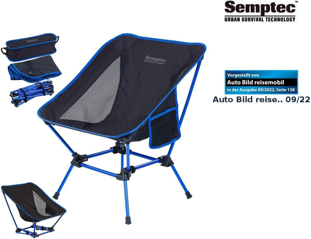 Semptec Urban Survival Technology Klappstuhl: Klappbarer Campingstuhl, 2 Sitzhöhen, Tasche, extra-le