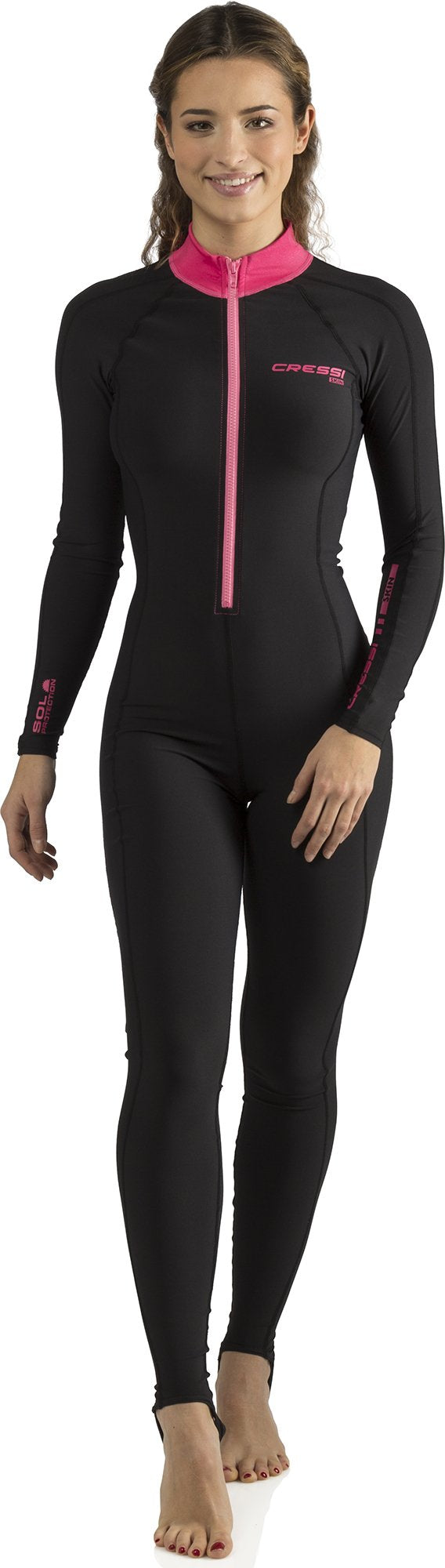 Cressi Skin 1mm - Superelastischen Anzug aus 86% Polyester / 14% Elasthan Schwarz/Rosa 4/L, Schwarz/