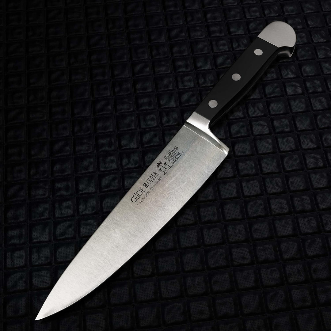 GÜDE Solingen - Kochmesser geschmiedet, 21 cm, POM schwarz, ALPHA, Küchenmesser, Doppelkropf, Handma