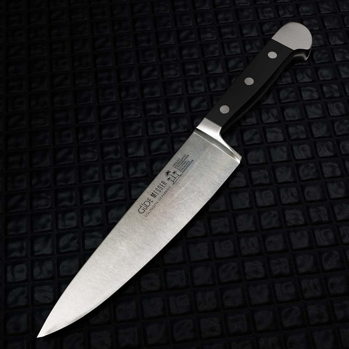 GÜDE Solingen - Kochmesser geschmiedet, 21 cm, POM schwarz, ALPHA, Küchenmesser, Doppelkropf, Handma