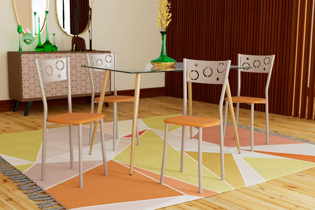 ASTIMESA SCPRNA Zwei Küchenstühle, Metall Aluminium Kunstleder, orange, Altura de asiento 45 cms