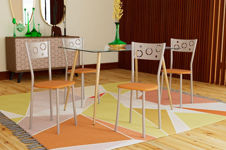 ASTIMESA SCPRNA Zwei Küchenstühle, Metall Aluminium Kunstleder, orange, Altura de asiento 45 cms