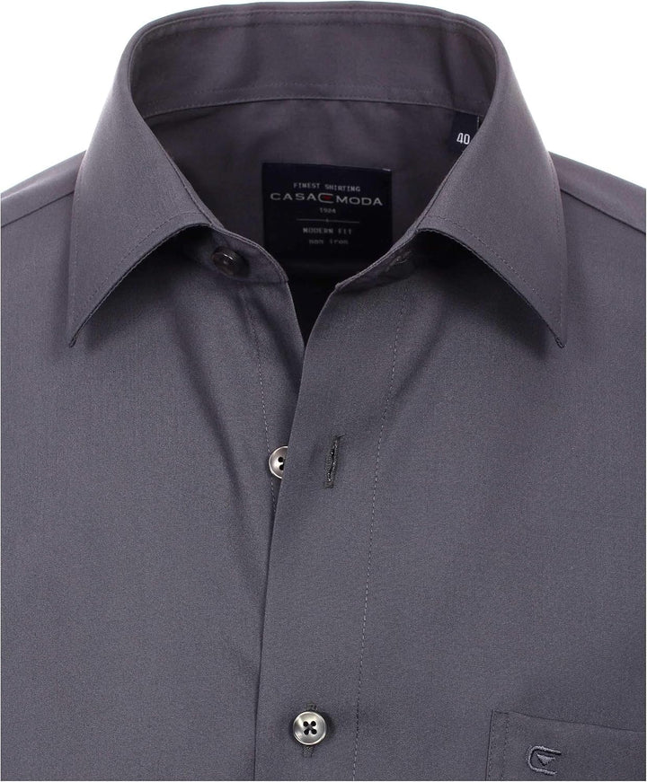 CASAMODA Herren Popeline Hemd uninah 006550 Modern Fit 40 Dunkelgrau, 40 Dunkelgrau