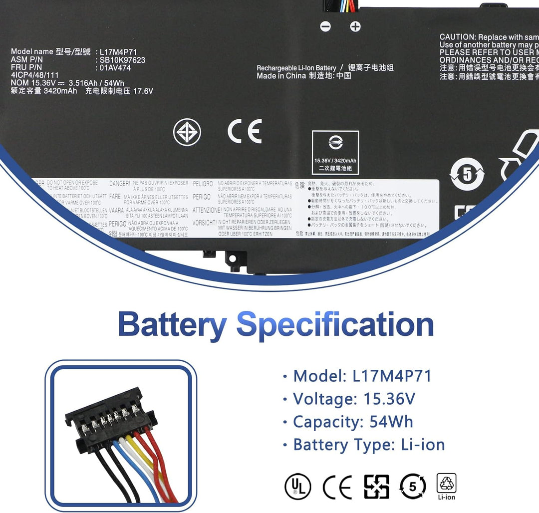 ANTIEE L17M4P71 L17C4P71 Laptop Akku für Lenovo ThinkPad X1 Yoga GEN 3/ 3rd Gen 2018 Series 01AV474