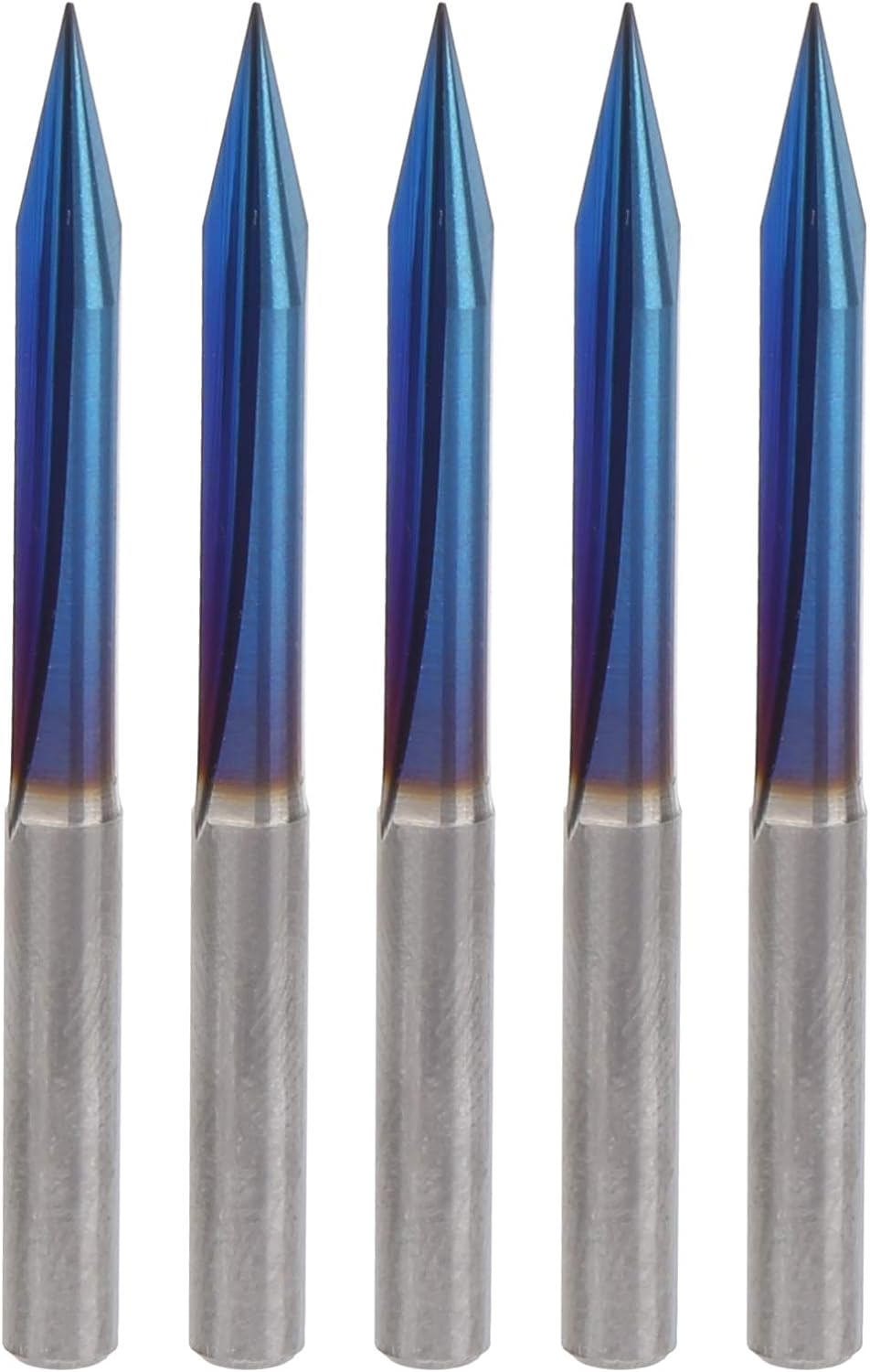 5Pcs 2 Nuten V Bits, 2 Nuten Gerade Nuten V Bits 0,3 mm Spitze Gravurwerkzeuge Blau 4 mm Schaftschne