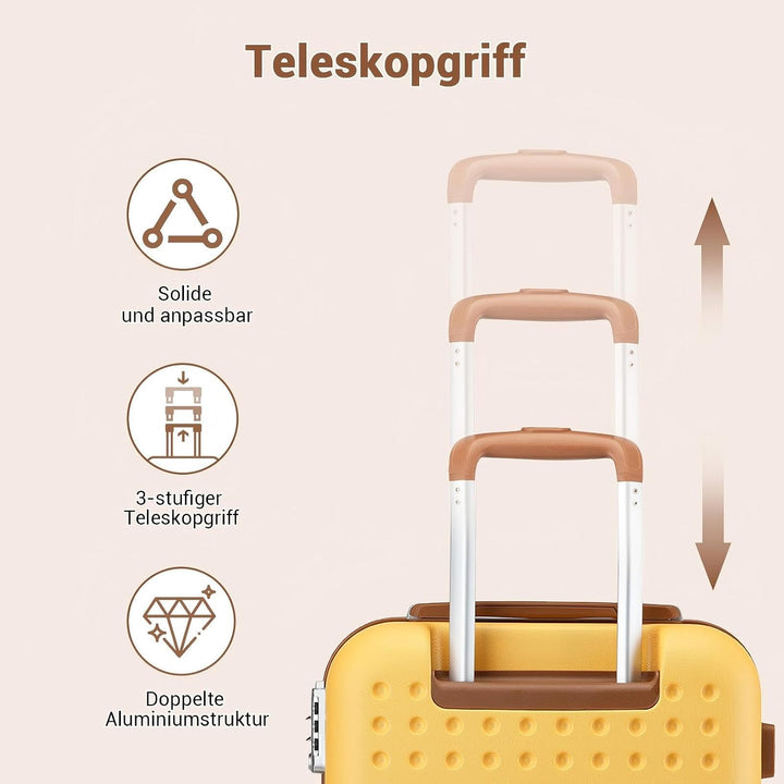 KONO Koffer Trolley Mittelgross Hartschalenkoffer Reisekoffer von ABS Hartschalen Handgepäck mit 4 S