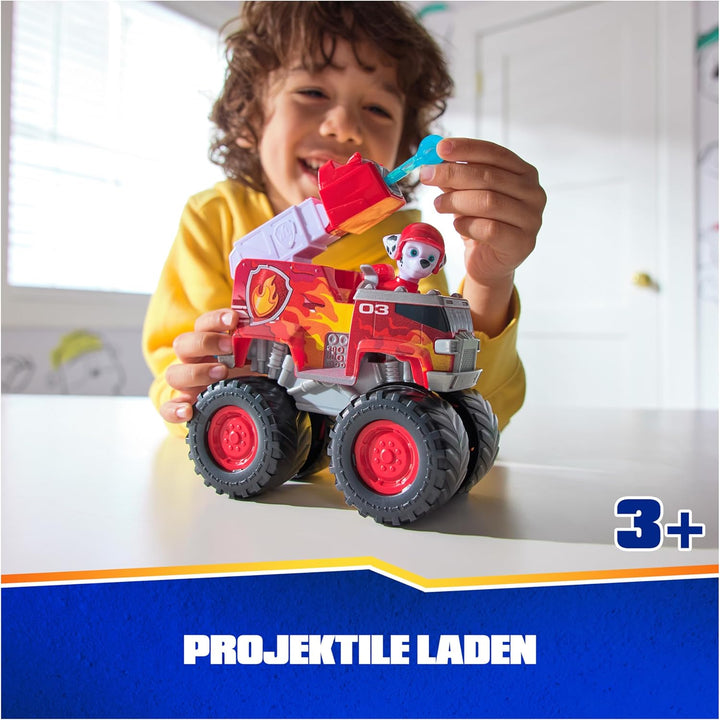 PAW PATROL Rescue Wheels - Marshalls Feuerwehr Monstertruck mit Geschoss-Abwurf und Marshall Hundefi