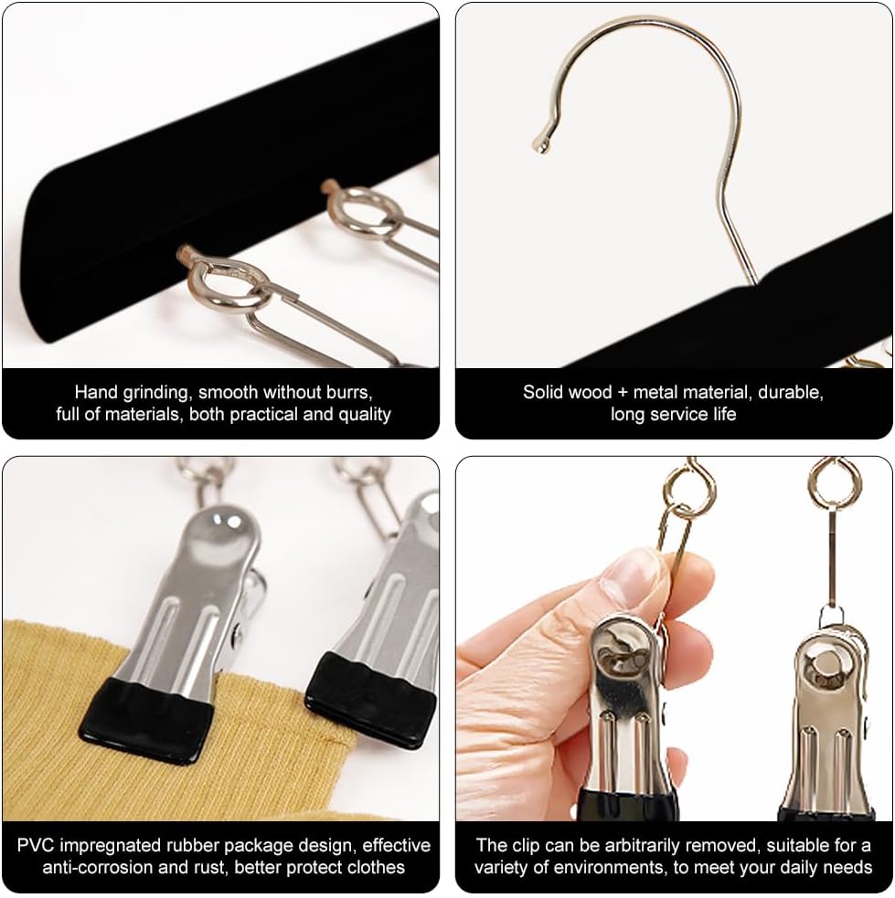 2 Stück Sockentrockner Wäscheständer aus Holz, Winddicht Trockengestell mit 10 Clips für Socken, für