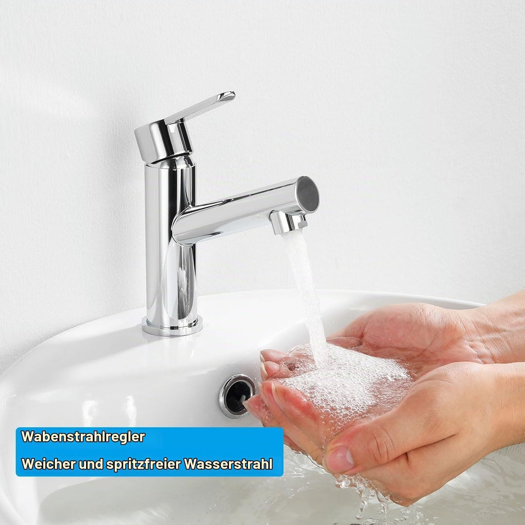 Waschtischarmatur, Wasserhahn Bad Mischbatterie, Einhebelmischer Waschbecken Armaturen mit Auslauf H