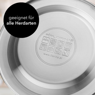 FLORINA Wasserkessel (2,5 l) | Edelstahl Teekessel JACOB | Flötenkessel mit Bakelit Griff & Pfeifton