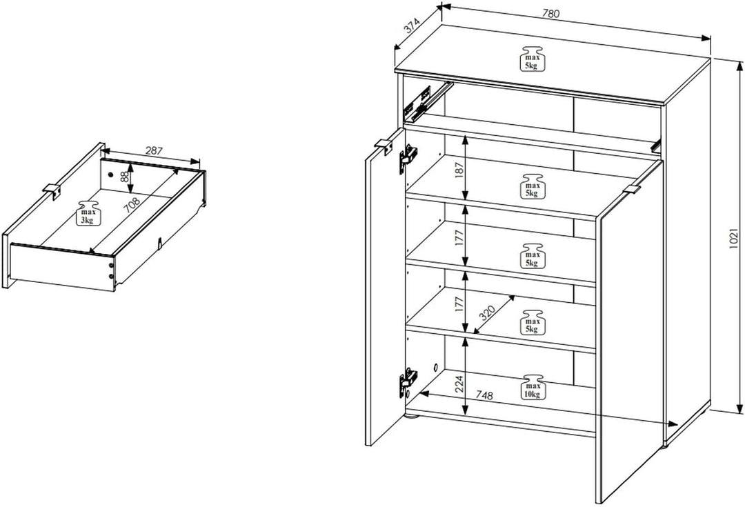 möbelando Schuhschrank >Bari< in Schilfgrün matt, MDF, Spannplatte - 78x103x38cm (BxHxT) Schilfgrün