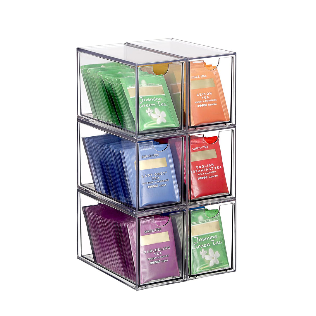 6 Pcs Stapelbare Teebeutel Organizer Schubladenboxen 16,5x7,6x10cm