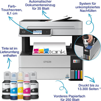 Epson EcoTank ET-5150 3-in-1 Ink Multifunction Device (Copier, Scanner, Printer, A4, ADF, Duplex, Wi