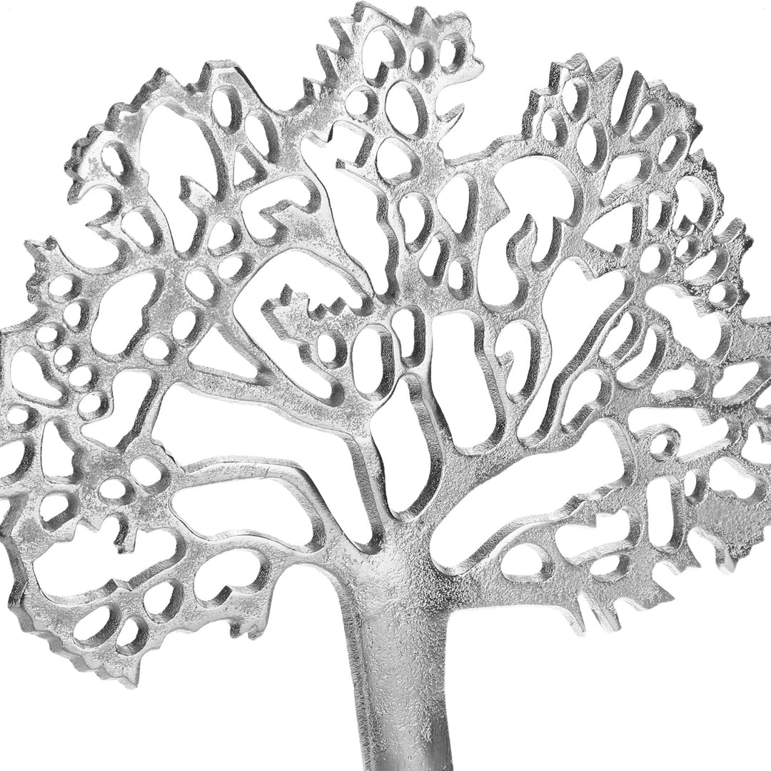 com-four® Deko-Aufsteller Baum XL - Metall-Baum auf Holzsockel - Deko-Baum aus Metall zum Hinstellen