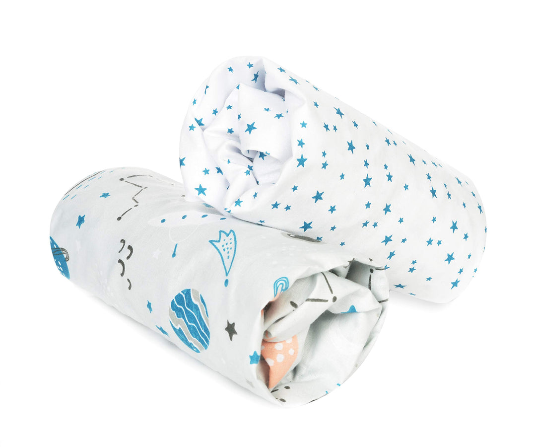 FlyIdeas Spannbettlaken für Beistellbett 90x55 cm, 2 STK - 2 Spannbettlaken für alle Babybettchen Ma