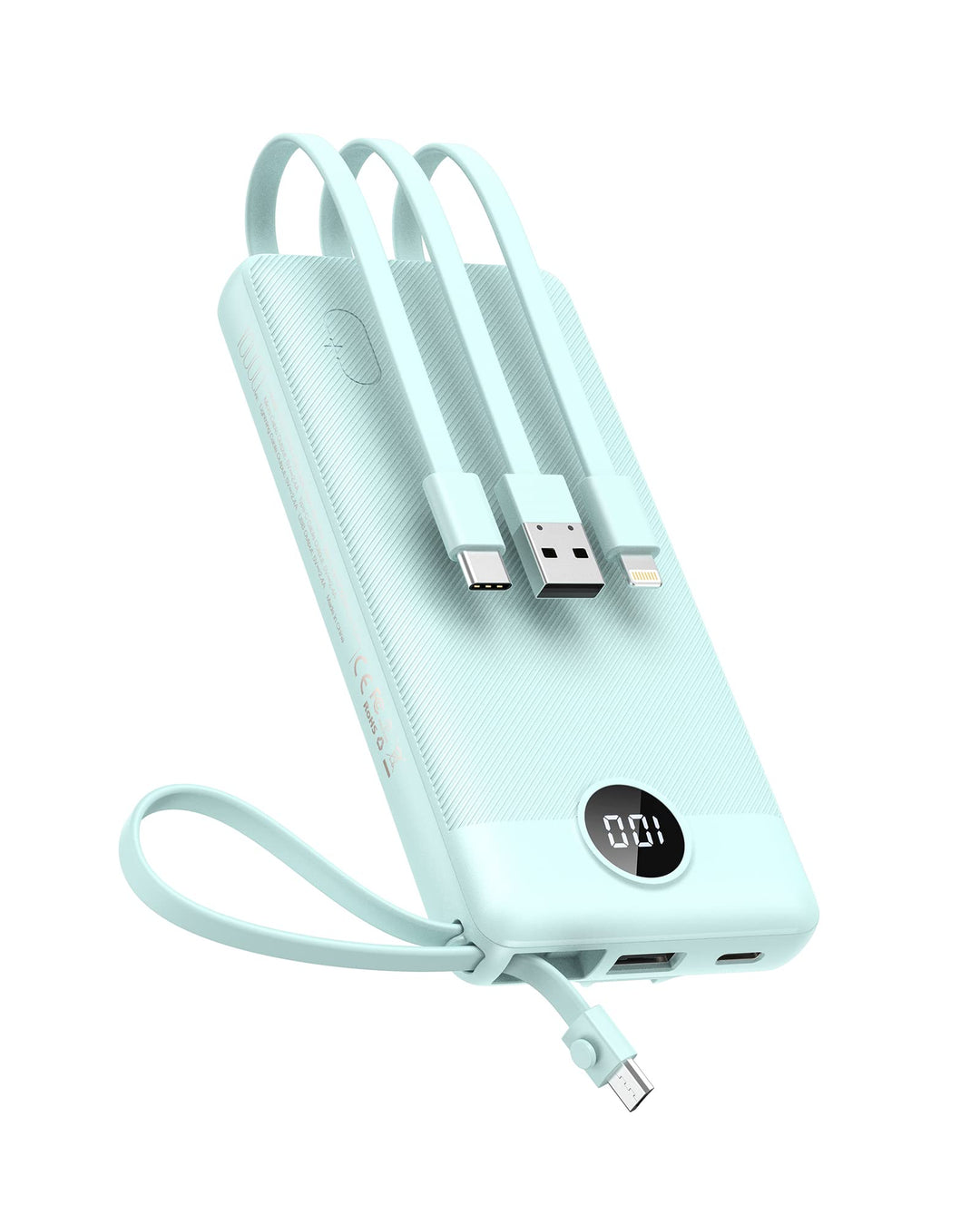 Powerbank 10000mAh Power Bank mit Kabel VEEKTOMX USB C Powerbank Externe Handyakkus mit 5 Ausgängen