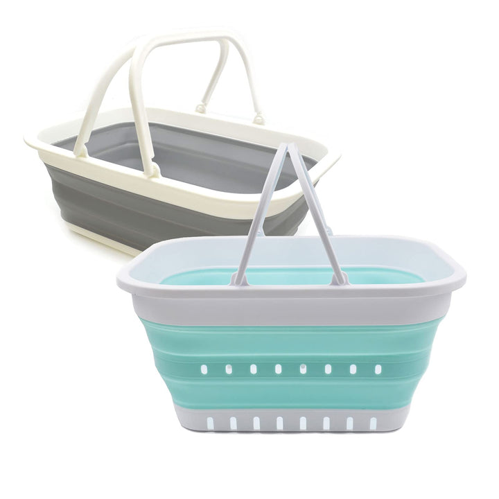 SAMMART 9.2L & 19L Faltbare Wanne mit Griff - Tragbarer Picknickkorb/Krater für den Aussenbereich -