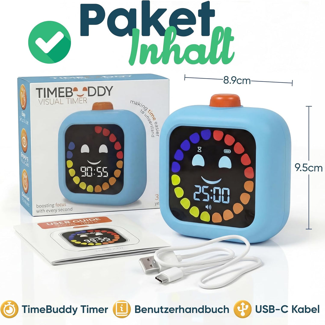 Digitaler Visueller Timer für Kinder - Wiederaufladbar, Geräuschlos 99-Minuten-Kinder-Timer für Schu